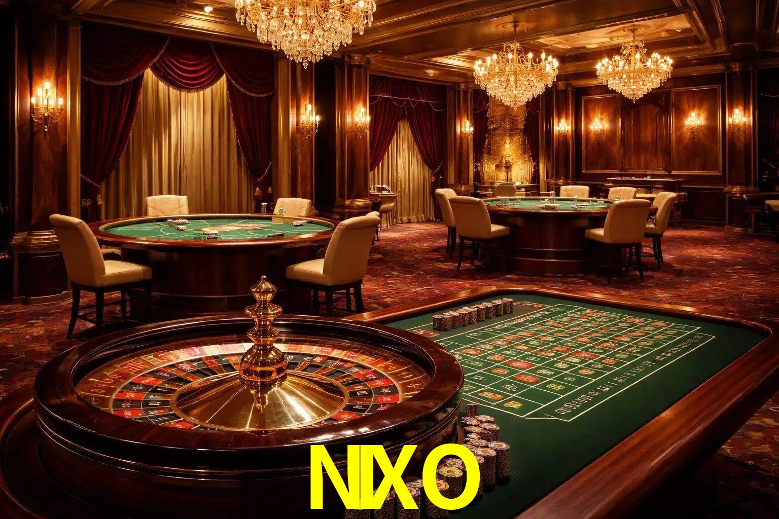 Una escena premium de mesa de casino en vivo con cartas, elementos de ruleta y un ambiente pulido de estudio de transmisión.